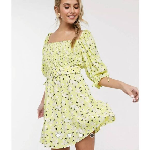 For Love & Lemons Dresses & Skirts - NWT For Love & Lemons Chrysanthemum yellow mini dress sz S